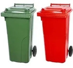 Mega Deal 2x PROREGAL 2-Rad-M&uuml;lltonne, 120 Liter, HDPE Kunststoff, Gr&uuml;n & Rot,