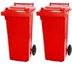 Mega Deal 2x PROREGAL 2-Rad-M&uuml;lltonne, 120 Liter, HDPE Kunststoff, Rot,...