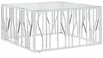vidaXL Couchtisch 100x100x50 cm Edelstahl und Glas