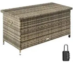 tectake Auflagenbox Kiruna mit Kunststoffgeflecht, 120x55x61,5cm, 270l Natur
