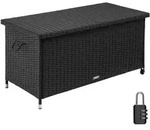 tectake Auflagenbox Kiruna mit Kunststoffgeflecht, 120x55x61,5cm, 270l Schwarz