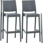 CLP 2er Set Barhocker Maya Kunststoff Kunststoff HBT: 105x45x51 cm dunkelgrau