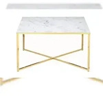 SalesFever Couchtisch quadratisch | Glasplatte foliert in Marmor-Optik | Gestell