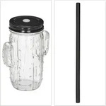 Relaxdays Trinkgl&auml;ser mit Strohhalm & Deckel, 8er Set Eisteebecher, Limonadengl&auml;ser
