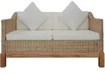vidaXL 2-Sitzer-Sofa mit Auflagen Natur Rattan
