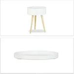 Relaxdays Beistelltisch rund skandinavisches Design, 70er, Nachttisch mit Tablett,