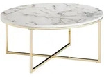 FineBuy Design Couchtisch Marmor Optik Wohnzimmertisch &Oslash; 80 cm Tisch Rund Metall