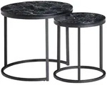 FineBuy Beistelltisch 2er Set Couchtisch Marmor Optik Wohnzimmertisch Rund Tisch