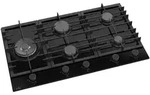 Gasline Gaskochfeld 90cm Schwarz Glaskeramik mit 5 Brennern WOK Brenner 4,2 kW
