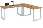 VCM Schreibtisch Lona Wei&szlig; / Buche H. 76 x B. 130 x T. 130 cm