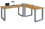 VCM Schreibtisch Lona Silber / Buche H. 76 x B. 130 x T. 130 cm