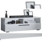 Ebuy24 ArilaXL TV Tisch 1 Klapt&uuml;r 2 Ablagen wei&szlig;.