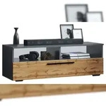 Ebuy24 ArilaXL TV Tisch 1 Klapt&uuml;r 2 Ablagen anthrazit, Eiche dekor.