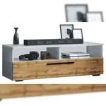 Ebuy24 ArilaXL TV Tisch 1 Klapt&uuml;r 2 Ablagen wei&szlig;, Eiche dekor.