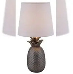 N&auml;ve Keramik-Tischleuchte h: 45cm "Ananas" wei&szlig;, matt silber
