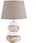 N&auml;ve Keramik Tischleuchte "Stoney" h: 31cm wei&szlig;, braun