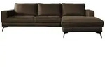 KAWOLA Sofa BLOOM Ecksofa Leder dunkelbraun Recamiere rechts