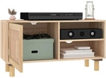 vidaXL TV-Schrank Braun 80x30x40 cm Massivholz Kiefer und Natur-Rattan