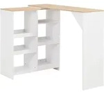 vidaXL Bartisch mit Beweglichem Regal Wei&szlig; 138x39x110 cm