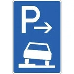 Verkehrsschild VZ315-51, Parken halb auf Gehwegen links (Anfang), Alu, RA1, 420x630