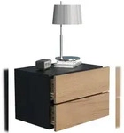 VCM Nachttisch Usal Schwarz / Honig-Eiche H. 30 x B. 45 x T. 32 cm