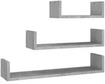 vidaXL Wandregal 3 Stk. Betongrau Holzwerkstoff