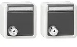 Gira Set aus 2 SCHUKO-Steckdosen 1f grau matt AP m.BS horizontal Klappdeckel