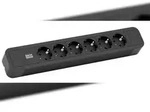 Bachmann Steckdosenleiste PRIMO 2 ALU, 6-fach, schwarz, 2,0m, ohne Schalter