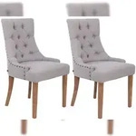 CLP 2er Set Esszimmerstuhl Aberdeen Stoff antik-hell/grau
