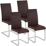 tectake Schwingst&uuml;hle, Kunstleder - 4er Set braun