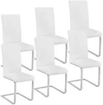 tectake Schwingst&uuml;hle, Kunstleder - 6er Set wei&szlig;