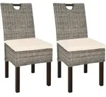 vidaXL Esszimmerstuhl 2 Stk. Kubu-Rattan Mangoholz