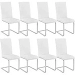 tectake Schwingst&uuml;hle, Kunstleder - 8er Set wei&szlig;
