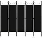 vidaXL 5-tlg. Raumteiler Schwarz 200 x 180 cm
