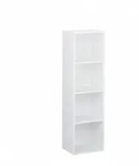 Relaxdays B&uuml;cherregal 4 F&auml;cher, modernes Design, Wohnzimmer, Standregal schmal, aus