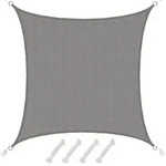 UV Sonnensegel 3x3 HDPE Quadratisch Sonnenschutz &Uuml;berdachung Garten Balkon Grau