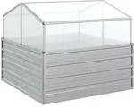 vidaXL Garten-Hochbeet mit Gew&auml;chshaus 100x100x85 cm Silber