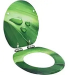 vidaXL Toilettensitz Soft-Close-Deckel MDF Gr&uuml;n Wassertropfen-Design