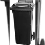 PROREGAL 2-Rad-M&uuml;lltonne, 120 Liter, HDPE Kunststoff, HxBxT 94,5x48x54cm, Grau,