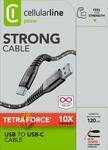Cellular Line USB A auf bis 15 W 1,2 m Tetra Force Cable (Schwarz)...