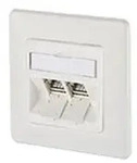 METZ DatenanschlussdoseModular 2xRJ45 Cat.6 ISO 270&deg; UP reinweiss