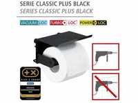 WENKO Toilettenpapierhalter mit Ablage Classic Plus Black mit hochwertigem Rostschutz