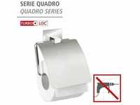 WENKO Turbo-Loc Edelstahl Toilettenpapierhalter mit Deckel Quadro rostfrei, Befest.