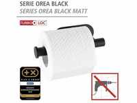 WENKO Turbo-Loc Edelstahl Toilettenpapierhalter Orea Black Matt Befestigen ohne bo.