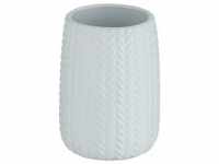 WENKO Zahnputzbecher Barinas Weiß Keramik mit zartem Muster 24809100