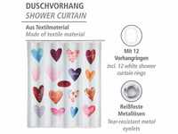 WENKO Duschvorhang Love Polyester, 180 x 200 cm, waschbar 23187100