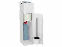 WENKO 6 in 1 Stand WC-Garnitur Imon Weiß matt integrierter Toilettenpapierhalter, W.