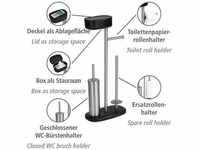 WENKO Stand WC-Garnitur mit Box Rivazza Schwarz integrierter Toilettenpapierhalter,.