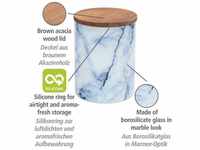 WENKO Aufbewahrungsdose Mio 1 L Blaue Glasdose mit Deckel aus Akazienholz...