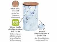 WENKO Aufbewahrungsdose Mio 1,4 L Blaue Glasdose mit Deckel aus Akazienholz...